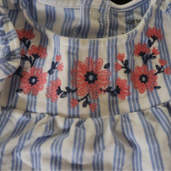 6M Baby Girl Outfit Shirt with Bottoms Blue and White - Picture 3 of 5
